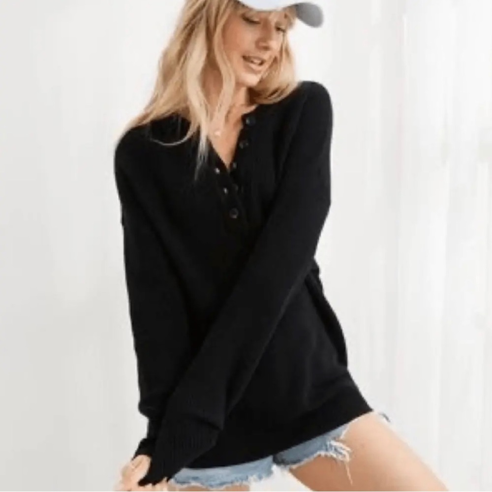 Oversized Henley Sweater